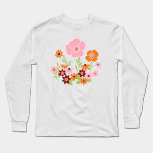 Pretty Retro Floral Long Sleeve T-Shirt